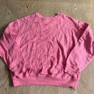 Disney Women's Large Pink Tinkerbell Pullover Crewneck Sweatshirt